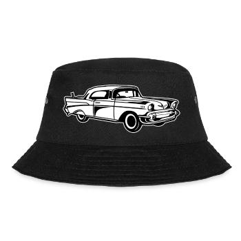 Chevy Bel Air / Oldtimer 01_schwarz weiß - Bucket Hat - Schwarz - Vorne - Lela (165cm)