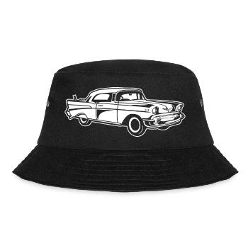 Chevy Bel Air / Oldtimer 01_weiß - Bucket Hat - Schwarz - Vorne - Lela (165cm)
