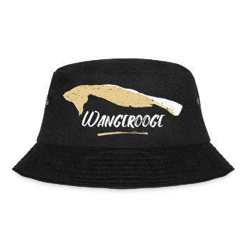Wangerooge | Vintage Landkarte Retro - Bucket Hat - Schwarz - Vorne - Lela (165cm)