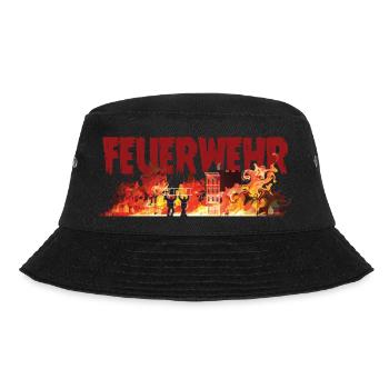 Cap Mütze Feuerwehr Brand 112 Kappe Jubiläum - Bucket Hat - Schwarz - Vorne - Lela (165cm)