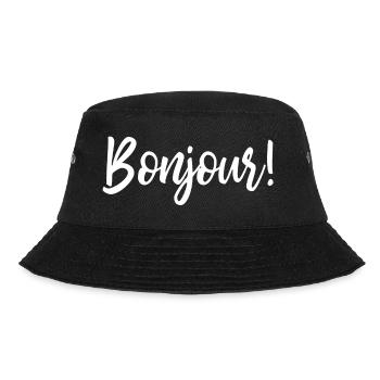 Bonjour - Hallo Guten Tag Französisch Geschenk - Bucket Hat - Schwarz - Vorne - Lela (165cm)