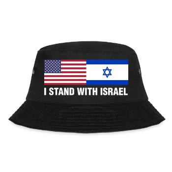 Ich stehe mit Israel Fun Gift - Bucket Hat - Schwarz - Vorne - Lela (165cm)