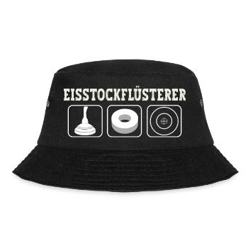Eisstockschießen Eisstock Flüsterer Stockschießen - Bucket Hat - Schwarz - Vorne - Lela (165cm)