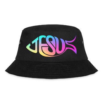 Jesus Fisch Regenbogen - Bucket Hat - Schwarz - Vorne - Lela (165cm)