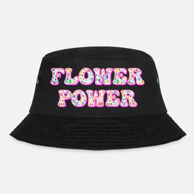 FLOWER POWER - Bucket Hat - Schwarz
