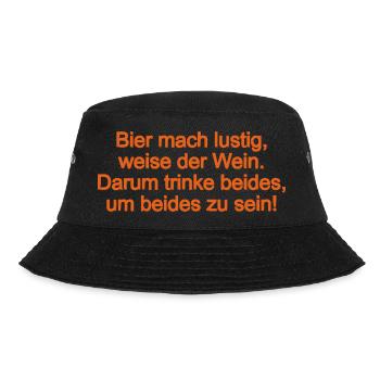 Bier macht lustig, weise der Wein - Bucket Hat - Schwarz - Vorne - Lela (165cm)