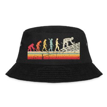 Roofer Human Evolution Retro Vintage Construction - Bucket Hat - Schwarz - Vorne - Lela (165cm)