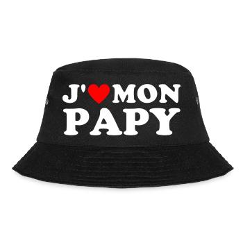 J' aime mon papy cadeau grand-père coeur rouge - Bob - noir - Devant - Lela (165cm)