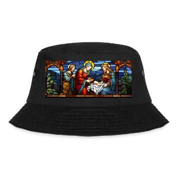 Jesus, Mary, and Joseph. Christian Christmas. Love & Peace - Bucket Hat - black - Front - Lela (165cm)
