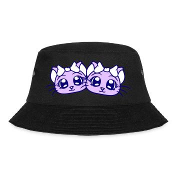 2 Cute Girls Cats Pretty Bow Girlfriends - Bucket Hat - black - Front - Lela (165cm)