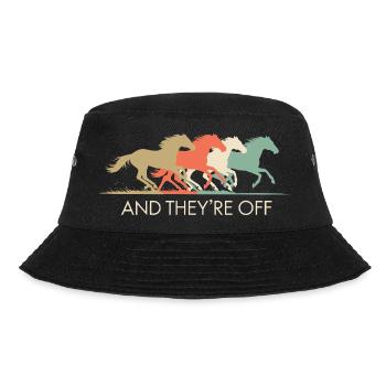 Vintage Racing Horses Illustration - Bucket Hat - black - Front - Lela (165cm)