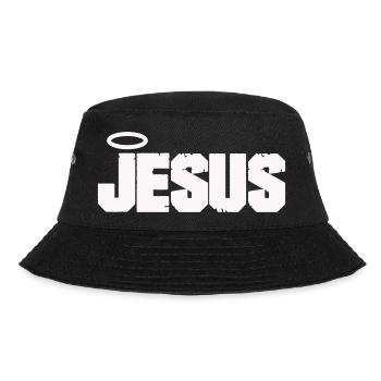 Jesus Schriftzug mit Heiligenschein - Bucket Hat - Schwarz - Vorne - Lela (165cm)