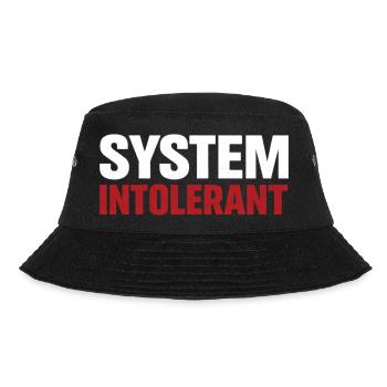 System Intolerant – Starkes Statement Design - Bucket Hat - Schwarz - Vorne - Lela (165cm)