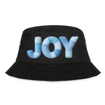 Blue Patchwork Joy Lettering - Bucket Hat - black - Front - Lela (165cm)