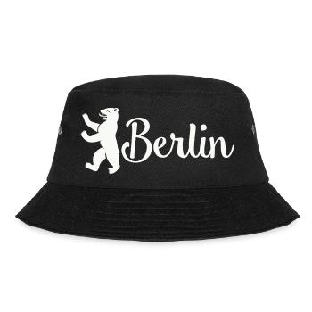 Berlin Bär Logo Schriftzug - Bucket Hat - Schwarz - Vorne - Lela (165cm)