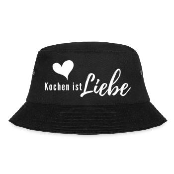Kochen ist Liebe – Herzlogo - Bucket Hat - Schwarz - Vorne