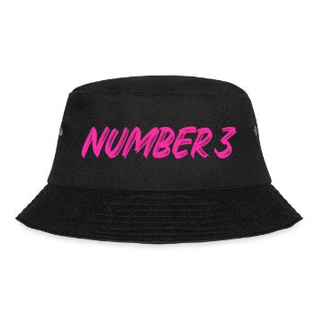 Number 3 - drei - dritter - dritte - 3 - Nummer 3 - Bucket Hat - Schwarz - Vorne - Lela (165cm)