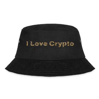 I Love Crypto Gold Frontprint - Bucket Hat - Schwarz - Vorne - Lela (165cm)