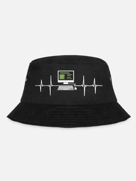 Computer EKG Herzschlag Programmierer PC Nerd - Bucket Hat - Schwarz