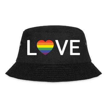 LOVE | Rainbow LGBTQIA Pride | white font - Bucket Hat - black - Front - Lela (165cm)