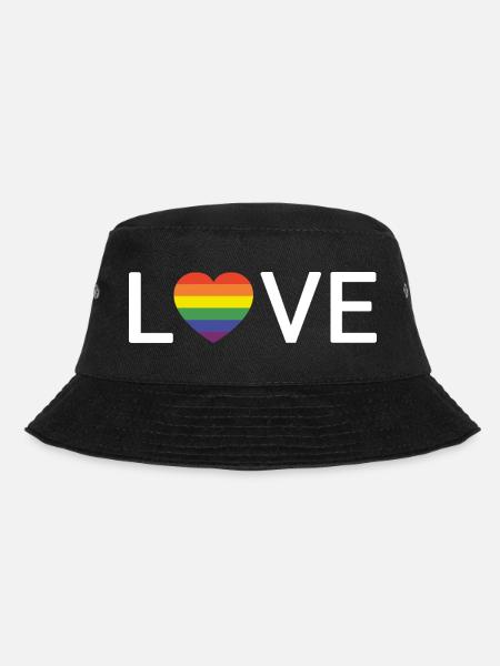 LOVE | Rainbow LGBTQIA Pride | weiße Schrift - Bucket Hat - Schwarz