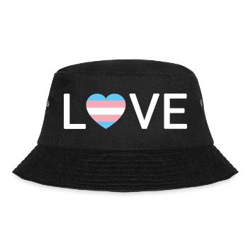 LOVE | Trans Transgender Pride | white font - Bucket Hat - black - Front - Lela (165cm)