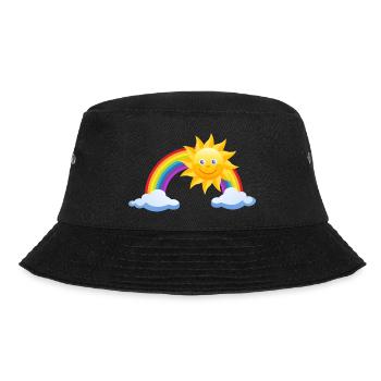 regenbogen sonne wolken wetter rainbow sun cloud41 - Bucket Hat - Schwarz - Vorne - Lela (165cm)