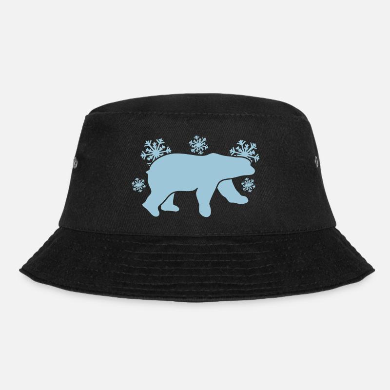 Eisbär mit Winter Schneeflocken - Bucket Hat - Schwarz
