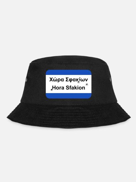 Zerschossenes Ortsschild Chora Sfakion Geschenk - Bucket Hat - Schwarz