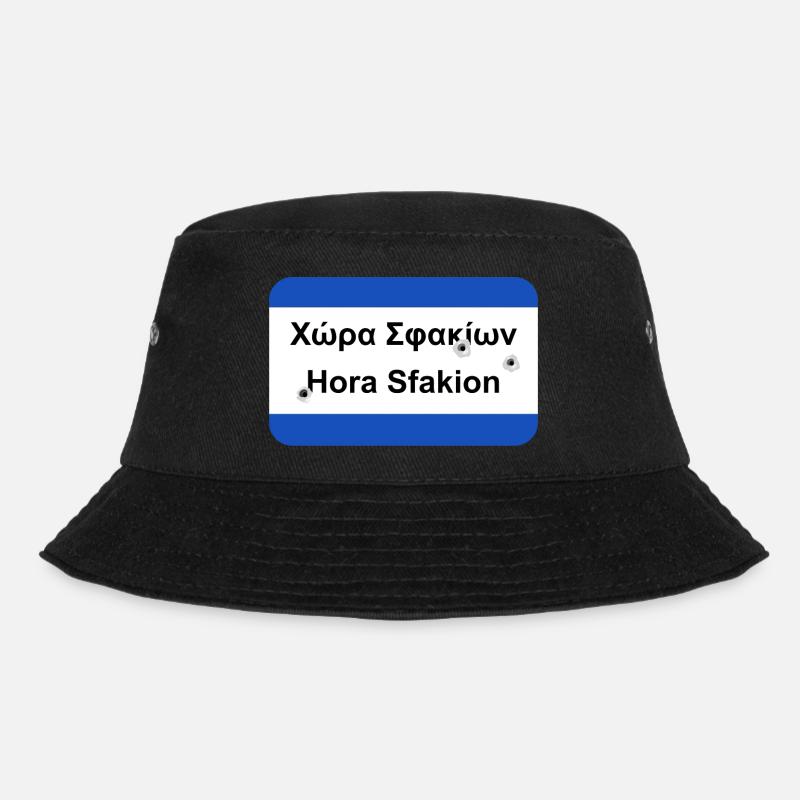 Zerschossenes Ortsschild Chora Sfakion Geschenk - Bucket Hat - Schwarz