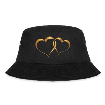 Golden double heart wedding anniversary - Bucket Hat - black - Front - Lela (165cm)