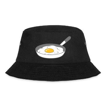 frying pan fried egg cooking roast eat egg yolk - Bucket Hat - black - Front - Lela (165cm)