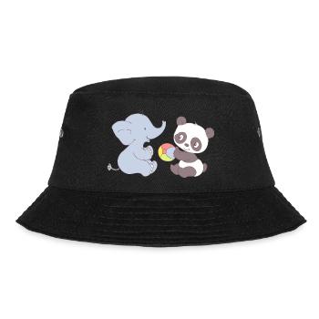 Elephant and Panda playing with ball - Bucket Hat - black - Front - Lela (165cm)