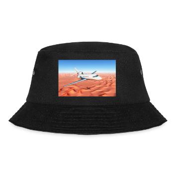 Ein Passagierflugzeug über einer Sandwüste - Bucket Hat - Schwarz - Vorne - Lela (165cm)