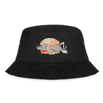 Ratfoodz' I can haz Ratzburger (Backprint) @ Ratz - Bucket Hat - Schwarz - Vorne - Lela (165cm)