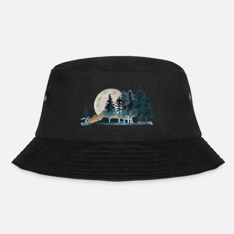 Aquarell Landschaft Berge - Bucket Hat - Schwarz