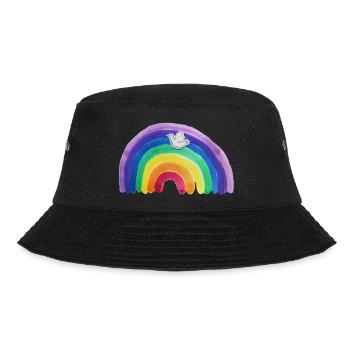 Regenbogen Friedenstaube - Bucket Hat - Schwarz - Vorne - Lela (165cm)