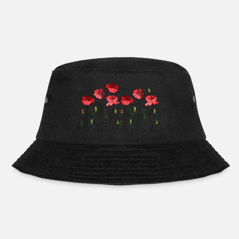 Blumen - Bucket Hat - Schwarz