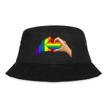 Hände mit Herz Flagge Pride LGBT - Bucket Hat - Schwarz - Vorne - Lela (165cm)