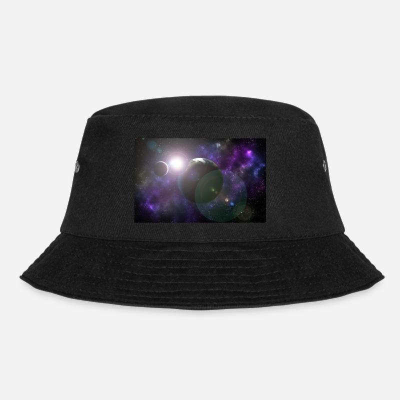 Moon and earth with sun - Bucket Hat - black