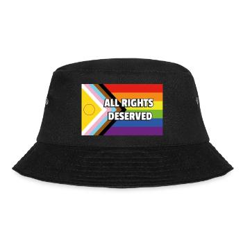 Inclusive Pride Progress Flag ALLE RECHTE VERDIENT - Bucket Hat - Schwarz - Vorne - Lela (165cm)