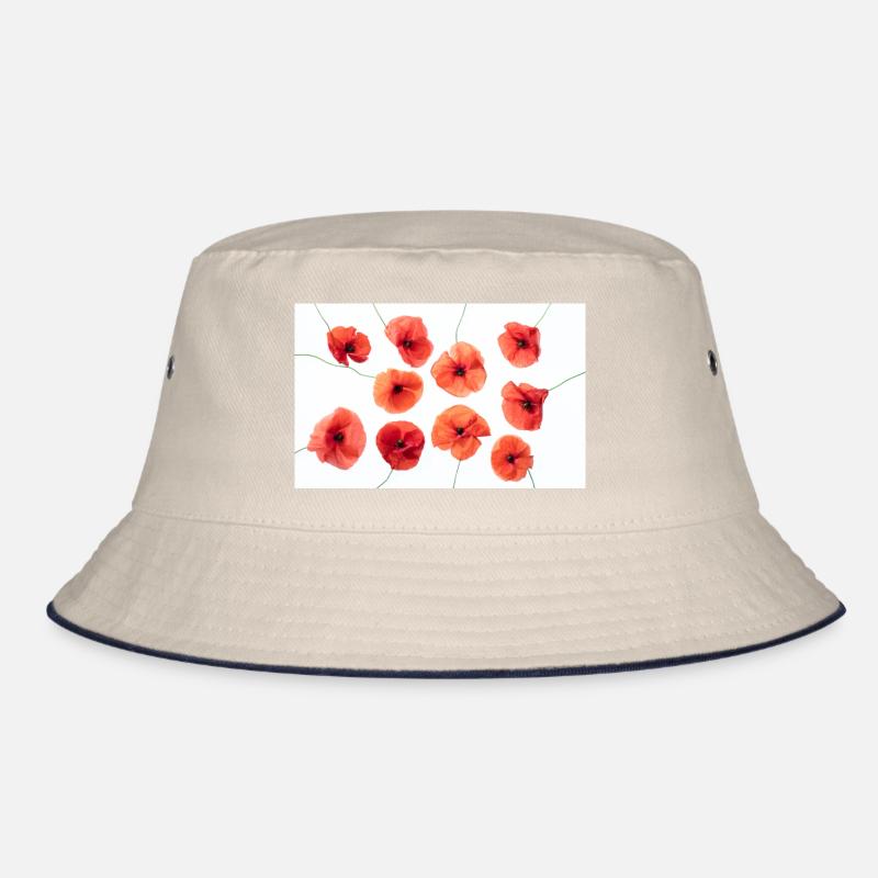 MOHNBLUME Rot Weiss Bucket Hat