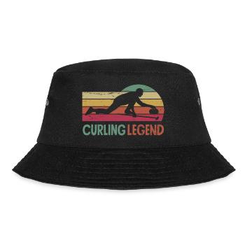 Curling Player Curler Curling Legend - Bucket Hat - black - Front - Lela (165cm)