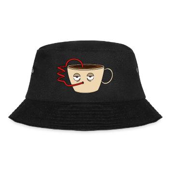Müde Tasse Kaffee lustiger Cartoon - Bucket Hat - Schwarz - Vorne - Lela (165cm)