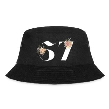 Blumen zum 57-jährigen Jubiläum (Geschenk von 57 Jahren) - Bucket Hat - Schwarz - Vorne - Lela (165cm)
