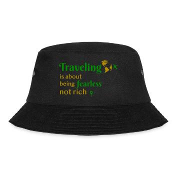 Reisen travel mutig reich geld Reiselust Urlaub - Bucket Hat - Schwarz - Vorne - Lela (165cm)