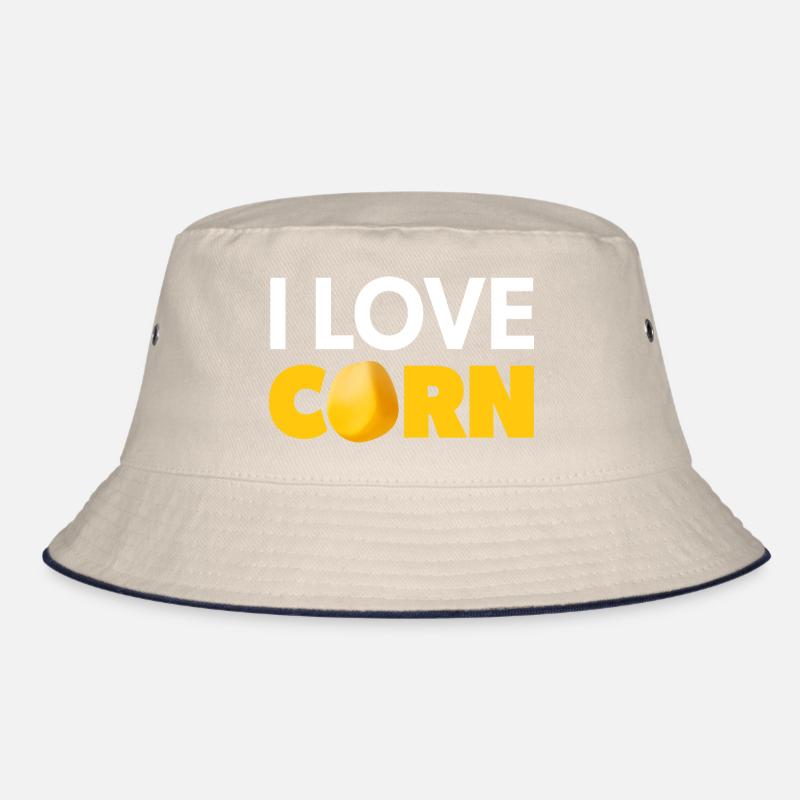 « I Love Corn » blanc et jaune avec grain de maïs Bob