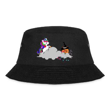 Einhorn auf Süssigkeitenjagd - Bucket Hat - Schwarz - Vorne - Lela (165cm)