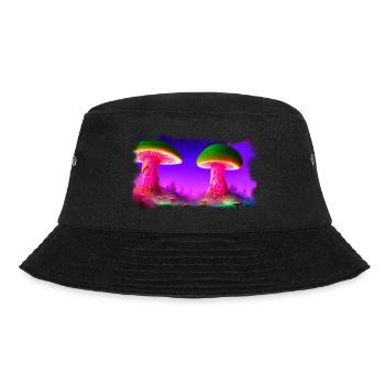 Mushrooms World 2 - Bucket Hat - black - Front - Lela (165cm)