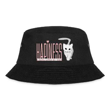 Happiness is being loved by your cat - Bucket Hat - Schwarz - Vorne - Lela (165cm)